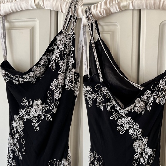 Vintage Y2k Floral Beaded Silk Prom Formal Dress - Picture 4 of 15